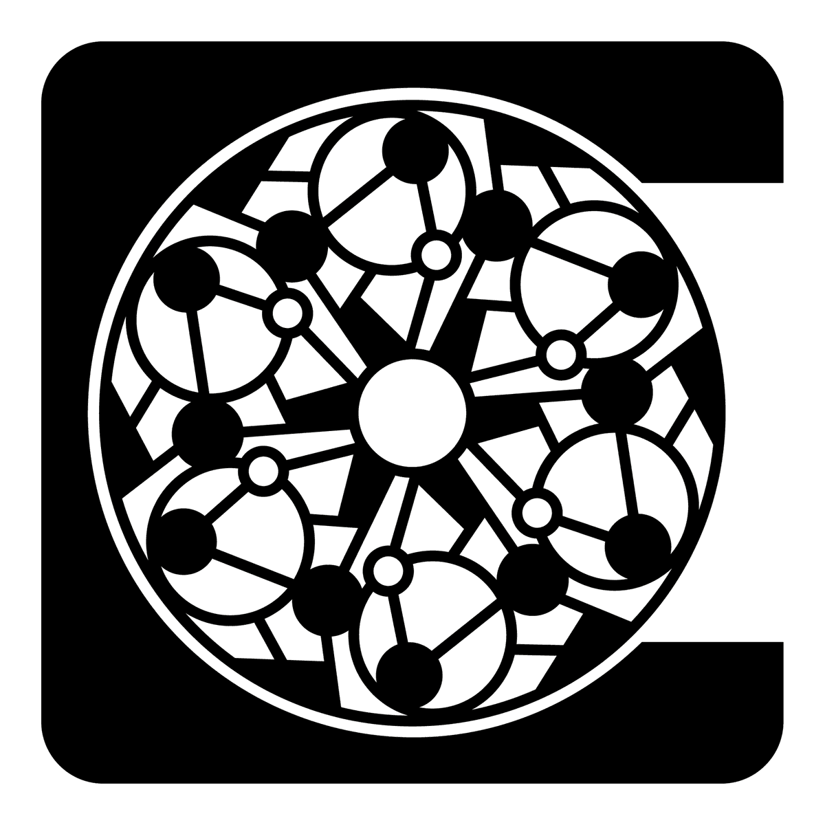 6 onderzetters + houder, zwart OZ3