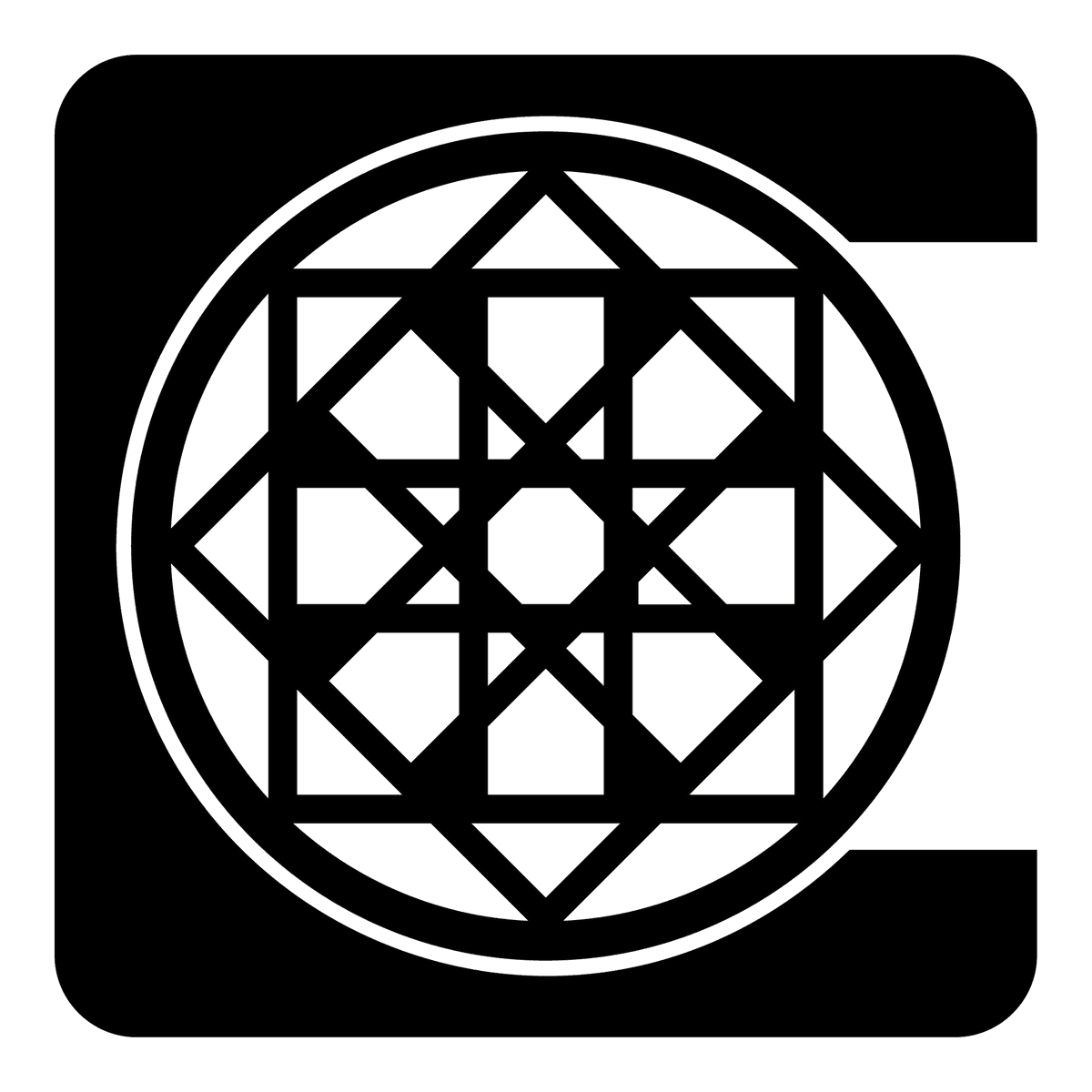 6 onderzetters + houder, zwart OZ4