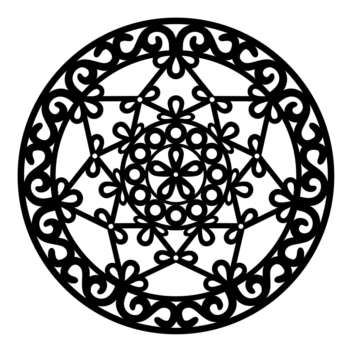 Mandala 60 cm, zwart, M1-60-002